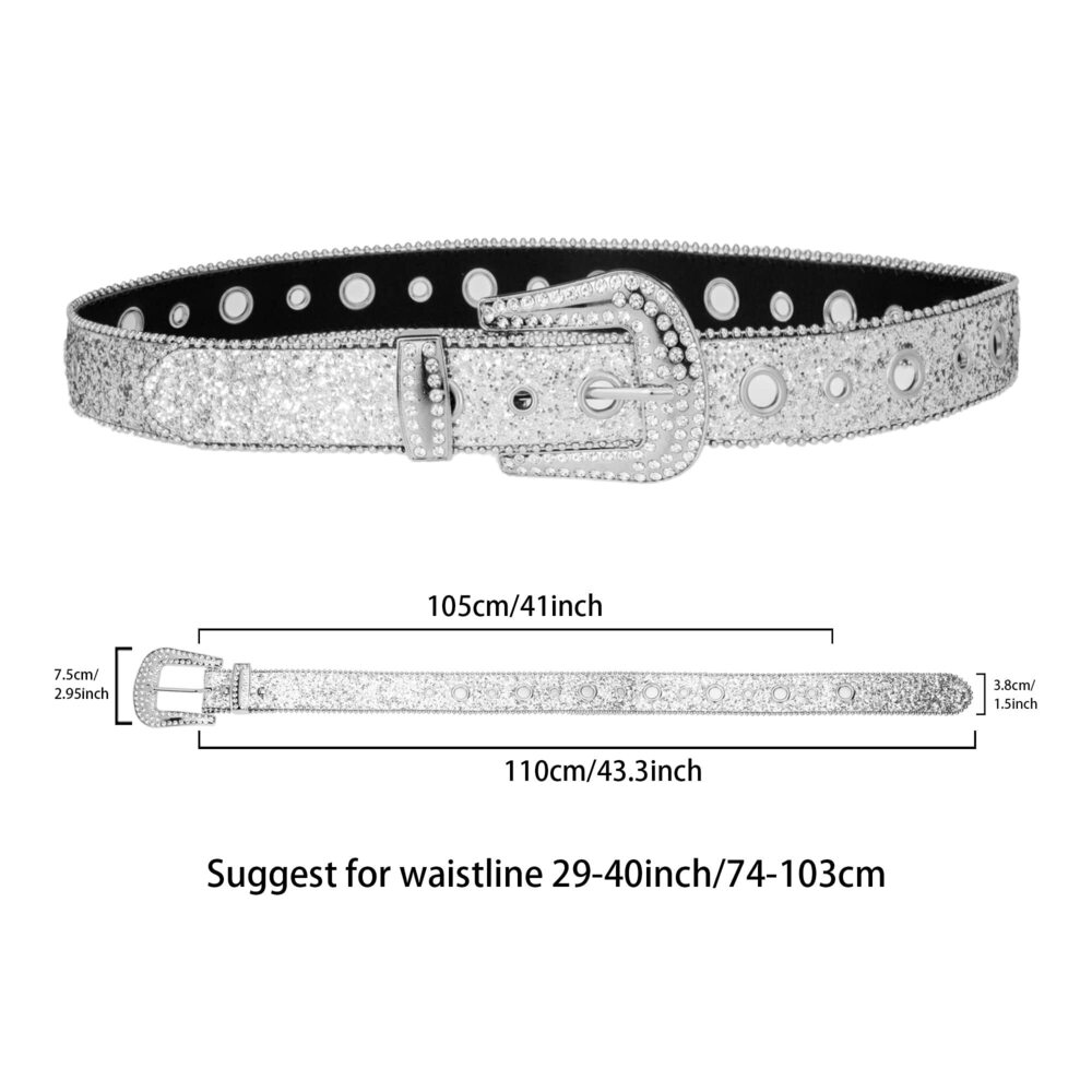 4782 Rhinestone Belt For Women Men, Western Cowgirl Cowboy Bling Studded - Picture 2 of 9